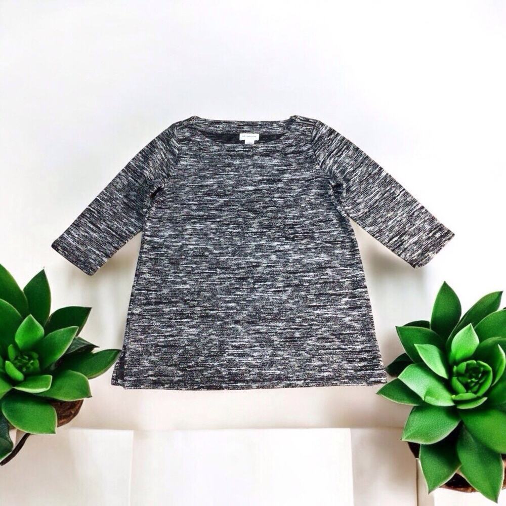 Liz Claiborne Weekend Women L Black Lurex Shimmering Marled Tunic Pullover Top